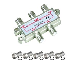 HDSAT Pack REPARTITEUR ANTENNE TV ou Sat 1 Entree 4 Sorties 5-2300 MHz + 5 FICHES F Offert