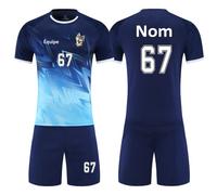 HDSD Maillot de Foot personnalisé Adulte et Enfant Vêtements de Football Maillot avec Prénom et Numéro de et Logo Votre (Bleu saphir)