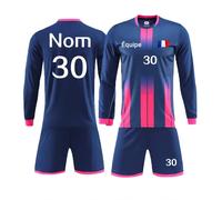HDSD Maillot Football Personnalisé avec Chaussettes et Genouillères Chemise de Football Pour Hommes Enfants (Manches longues bleu saphir)