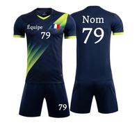 HDSD Maillots de Football T-Shirt Adultes et Enfants Vêtements de Football Maillot Football Personnalisé n'importe Quel Nom Numéro Logo (Bleu Saphir) S