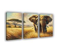 HDSDA Impression sur toile représentant un éléphant de prairie, décoration murale pour salon, chambre à coucher, 20 x 30 cm