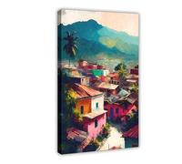 HDSDA Poster de voyage en Haïti sur toile - Décoration murale pour salon, chambre à coucher - 30 x 45 cm