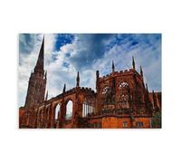 HDSDA Poster sur toile de la cathédrale de Coventry - Décoration pour chambre à coucher, bureau, chambre - Cadeau - 40 x 60 cm
