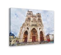 HDSDA Poster sur toile de la cathédrale Notre-Dame d'Amiens - Décoration de chambre à coucher, bureau, chambre - Cadeau - 50 x 75 cm
