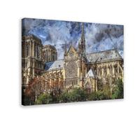 HDSDA Poster sur toile de la cathédrale Notre-Dame - Décoration murale pour salon, chambre à coucher - 60 x 90 cm