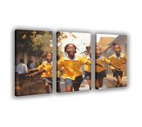 HDSDA Poster sur toile représentant une fille africaine de village africain - Décoration murale pour salon, chambre à coucher - 60 x 90 cm