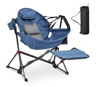 HDSDVNON Chaise Hamac Pliante Portative, À Bascule Extérieure avec Coussin en Mousse Mémoire De Forme, Capable Supporter 400 Livres(Dark Blue,with Footrest)