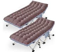 HDSDVNON Lit De Camping Pliant Extra Large avec Matelas - Portable Robuste d'une Capacité 900 LB for Adultes(2 Pack Blue,XXL)