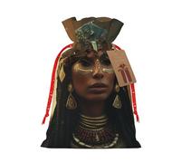 HDSKFNS Ancient Egypt Tribe Series Sac de Noël en toile de jute avec cordon de serrage pour vacances, Nouvel An, fête, maison, bureau