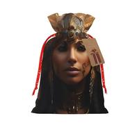 HDSKFNS Ancient Egypt Tribe Series Sac de Noël en toile de jute avec cordon de serrage pour vacances, Nouvel An, fête, maison, bureau
