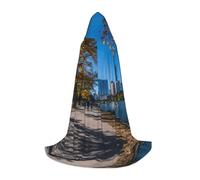 HDSKFNS Austin - Cape à capuche imprimée Texas pour Halloween, bal masqué, cosplay, costume de sorcière unisexe, noir, Large