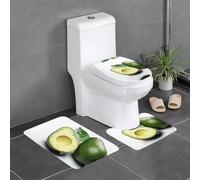 HDSKFNS Avocado2 Lot de 3 tapis de salle de bain en flanelle pour toilettes, baignoires et douche en forme de U