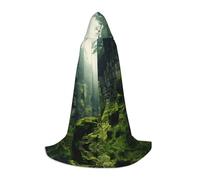 HDSKFNS Cape à capuche avec imprimé mousse de falaise pour Halloween, bal masqué, cosplay, costume de sorcière unisexe, noir, Large