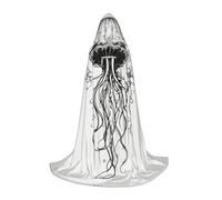 HDSKFNS Cape à capuche unisexe avec motif méduse pour Halloween, bal masqué, cosplay, costume de sorcière, noir, Medium