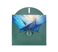 HDSKFNS Cartes de vœux avec imprimé raie manta et poisson 15,2 x 10,2 cm Cartes en papier nacré avec enveloppes, pour anniversaire, mariage, condoléances