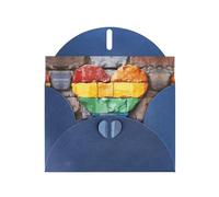 HDSKFNS Cartes de vœux en papier nacré avec enveloppes Motif drapeau arc-en-ciel sur mur 15,2 x 10,2 cm