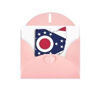HDSKFNS Cartes de vœux imprimées avec drapeau de l'État de l'Ohio, 15,2 x 10,2 cm, cartes en papier nacré avec enveloppes, pour anniversaire, mariage, condoléances