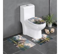 HDSKFNS Dream-Like Fairy Tale Castle03 Lot de 3 tapis de bain en flanelle pour toilettes en forme de U