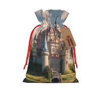 HDSKFNS Dream-Like Fairy Tale Castle03 Sac de Noël en toile de jute avec cordon de serrage pour vacances, Nouvel An, fête, maison, bureau