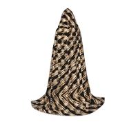HDSKFNS Grid01 Cape à capuche en osier tissé avec imprimé pour Halloween, bal masqué, cosplay, costume de sorcière unisexe, noir, Medium