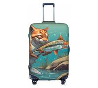 HDSKFNS Housse de valise à motif abstrait d'animaux sauvages chasseurs poissons pour valises de 45,7 à 81,3 cm, blanc, L