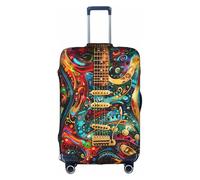 HDSKFNS Housse de valise imprimée avec motif guitare artistique pour valises de 45,7 à 81,3 cm, blanc, S