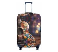 HDSKFNS Housse de valise imprimée de guitare à fleurs pour valises de voyage pour valises de 45,7 à 81,3 cm, blanc, L