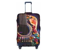 HDSKFNS Housse de valise imprimée de guitare à fleurs pour valises de voyage pour valises de 45,7 à 81,3 cm, blanc, XL