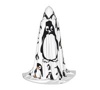 HDSKFNS Jolie cape à capuche avec imprimé pingouin pour Halloween, bal masqué, cosplay, costume de sorcière unisexe, noir, Medium