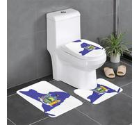 HDSKFNS Lot de 3 tapis de bain en flanelle avec imprimé carte de l'État de New York, pour toilettes, baignoire, douche