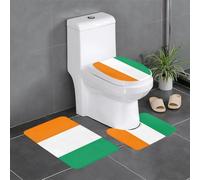 HDSKFNS Lot de 3 tapis de bain en flanelle avec imprimé drapeau de la Côte d'Ivoire pour toilettes, baignoires et douche