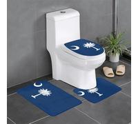 HDSKFNS Lot de 3 tapis de bain en flanelle avec motif drapeau de la Caroline du Sud - Pour toilettes, baignoires et douche