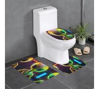 HDSKFNS Lot de 3 tapis de bain en flanelle imprimé Alien Planet pour toilettes, baignoire, douche