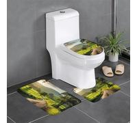 HDSKFNS Lot de 3 tapis de bain en flanelle pour salle de bain en forme de U Motif route de campagne