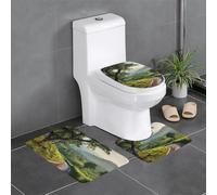 HDSKFNS Lot de 3 tapis de bain en flanelle pour salle de bain en forme de U Motif route de campagne