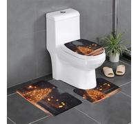 HDSKFNS Lot de 3 tapis de bain lumineux en flanelle avec imprimé sapin de Noël pour toilettes, baignoire, douche