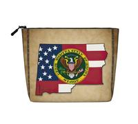 HDSKFNS Map02 Trousse de maquillage avec fermeture éclair Motif drapeau du Dakota du Nord abstrait