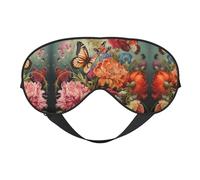 HDSKFNS Masque de sommeil avec imprimé fleurs et papillons - Masque de sommeil soyeux pour les yeux - Pour homme et femme - Pour voyage, sommeil, relaxation