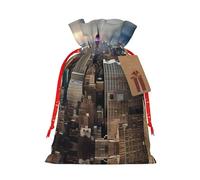 HDSKFNS New York Fashion City Sac de Noël en toile de jute avec cordon de serrage pour vacances, Nouvel An, fête, maison, bureau