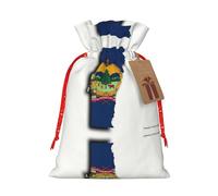 HDSKFNS Sac de Noël en toile de jute avec cordon de serrage et drapeau de l'État du Vermont - Pour les vacances, le Nouvel An, la maison, le bureau