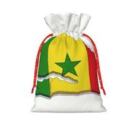 HDSKFNS Sac de Noël en toile de jute avec cordon de serrage, motif drapeau du Sénégal, fête du Nouvel An, maison, bureau