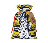 HDSKFNS Sac de Noël en toile de jute avec cordon de serrage New York City pour vacances, Nouvel An, maison, bureau