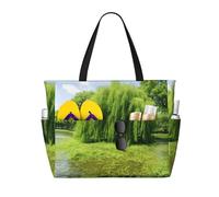 HDSKFNS Sac de voyage pliable de grande capacité avec fermeture éclair et motif saule
