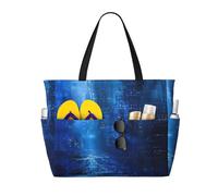 HDSKFNS The Blue Binaire Print Each Travel Bag Large Capacity Tote Bags Foldable Pool Bag Zipper Handbags Vacation