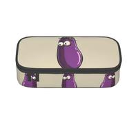 HDSKFNS Trousse à crayons avec imprimé aubergine de dessin animé - Grande capacité - Parfait pour le travail, les voyages