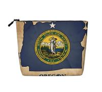 HDSKFNS Trousse de maquillage avec fermeture éclair Motif drapeau de l'Oregon abstrait Map03