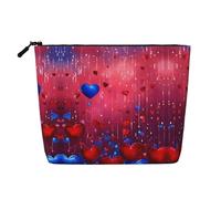 HDSKFNS Trousse de maquillage avec fermeture éclair pour femme Motif cœur abstrait Idéal pour un usage quotidien