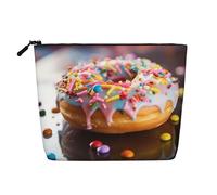 HDSKFNS Trousse de maquillage avec fermeture éclair pour femme Motif donut Idéal pour un usage quotidien