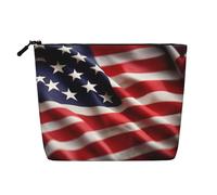 HDSKFNS Trousse de maquillage avec fermeture éclair pour femme Motif drapeau américain Idéal pour un usage quotidien