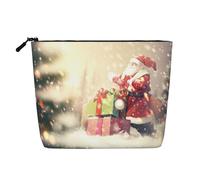 HDSKFNS Trousse de maquillage avec fermeture éclair pour femme Motif Père Noël Idéal pour un usage quotidien